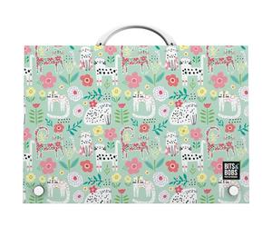 Grafoplás Schultasche mit Tragegriff und Schnappverschluss, Polypropylen, Foliogröße, 24,5 x 34,5 x 4 cm, Bits&Bobs Pop Up Design, Cats | Perfekt für Ihre Extra-Schulen