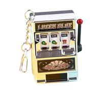 Gralara Fruit Machine Schlüsselanhänger Mini Slot Machine Spielzeuganhänger mit Rotierenden Walzenfunktion Arcade Schlüsselring Bankcharme für Freund, Silber