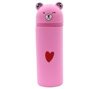 Gramigg Cartoon-Federmäppchen aus Silikon, große Kapazität, Schreibwaren-Tasche, Stehtasche, Reißverschlusstasche für Studenten, Bär, Schreibwaren, a