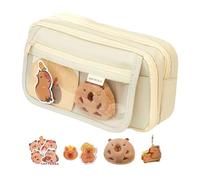 Gramigg Großes Federmäppchen aus Segeltuch, 9 Fächer, große Kapazität, Stiftebeutel, tragbare Organizer-Tasche, Reise-Make-up-Tasche, große Kapazität, Schulbox, Beigefarbenes Federmäppchen