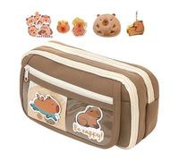 Gramigg Großes Federmäppchen aus Segeltuch, 9 Fächer, große Kapazität, Stiftebeutel, tragbare Organizer-Tasche, Reise-Make-up-Tasche, große Kapazität, Schulbox, Kaffee-Stifttasche