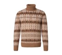 Gran Sasso Rollkragenpullover Herren Schurwolle beige gemustert, 56 (XXL)