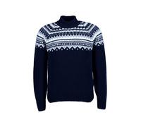 Gran Sasso Stehkragenpullover Herren Regular Fit Schurwolle blau Norweger, 52 (L)