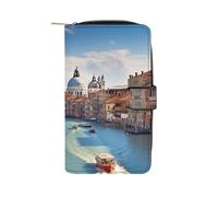 Grand C in Italy Kreditkartenetui, RFID-blockierend, schmal, faltbar, echtes Leder, minimalistische Vordertasche, Geldbörse, Schlüsselanhänger, Geldbörse für Männer und Frauen, Stil, 19,7 x 11 x