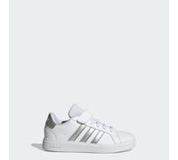 adidas Kinder Sneaker Grand Court 2.0 mit Klettverschluss Weiß/Silbergrau Größe 28