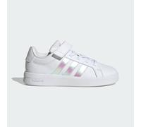 Sneaker ADIDAS SPORTSWEAR "GRAND COURT 3.0 EL C", Mädchen, Gr. 34, cloud weiß, iridescent, ftwr weiß, Synthetik, Textil, Schuhe Sneaker, mit Klettverschluss, für Kinder (59979302-34) cloud weiß, iride