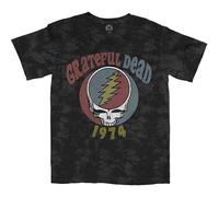 Grateful Dead T Shirt 1974 Band Logo Nue offiziell Unisex Dip Dye Grau L