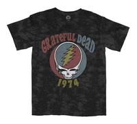 Grateful Dead T Shirt 1974 Band Logo Nue offiziell Unisex Dip Dye Grau L