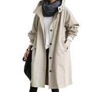 Gratis Versand Damen Trenchcoat Frühling Autumn Langer Mantel Leichter Taillierte Übergangsmantel mit Kapuze Wasserdicht und Winddicht Klassische Elegant Eleganz Long Spring Jacke