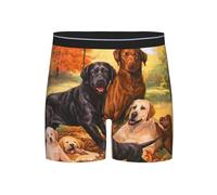 GrAtka Boxershorts für Herren, Unterhosen, Boxershorts, lustige Unterwäsche,Herbst Labrador Lab Golden Retriever Hund danken