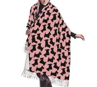 GRatka Schal, Scottish Terrier Muster Rosa Schwarz, Unisex-Schal mit Fransen, groß, warm, weich, Kaschmir-Gefühl, Tücher, 196 x 68 cm