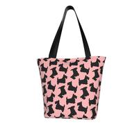 GRatka Scottish Terrier Muster Rosa Schwarz, Umhängetasche mit großer Kapazität, wiederverwendbare Einkaufstaschen, Tragetaschen