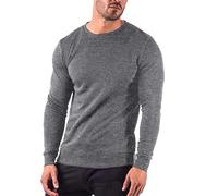 Grau meliertes Herren-T-Shirt mit Langen Ärmeln und Rundhalsausschnitt schmal geschnittenes Hemd tägliches Basic-Oberteil