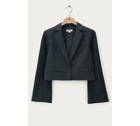 Grauer cropped Blazer mit Ärmeln in Satin-Optik und Paillettenbändern | My Jewellery XL Grau