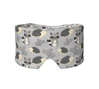 Grauer Hintergrund Igel Mäuse Waschbär, Vollständige Augenabdeckungen, lichtblockierende Augenmaske, Schlafaugen- und Ohrenschützer