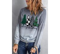 Grauer Merry Christmas Tree Farbverlauf Print Grafik Sweatshirt M