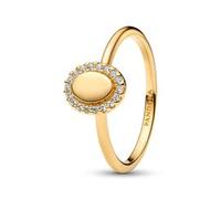 Gravierbarer Timeless Damenring mit Zirkonia, vergoldet