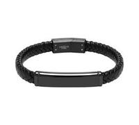 Gravierbares Armband aus schwarzem Kunstleder und Edelstahl