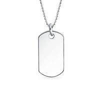Gravieren Sie Personalisierte Mittel Plain Einfach Basic Cool Men'S Identifikation Militär Armee Dog Tag Anhänger Halskette Für Männer Teens Poliert .925 Sterling Silber Kleine Mittlere Große Größen