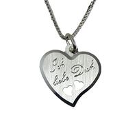 GravUp 925 Silber Herz Anhänger mit 2 gestanzten Herzchen + Kette mit SOFORTGRAVUR + VORSCHAU: Vorderseite: Ich liebe Dich +Rückseite: Datum