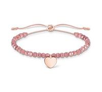Gravur Jaspis Armband aus Textil mit Herzanhänger, rosé