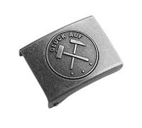 GravurManufakturBerlin Koppelschloss Bergbau Glück Auf Handwerk Zunftzeichen Meister, Meisterschüler, Geselle, Lehrling, Alt-Meister vintage eisengrau