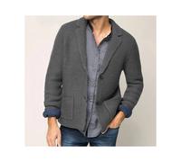 (Gray, 3XL) Outdoor Mens Single Breasted Sweater Knitted Blazer Coat Jacket Cardigan Office