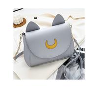 (Gray) Summer Sailor Moon Ladies Handbag Black Luna Cat Shape Chain Shoulder Bag PU Leather Women Messenger Crossbody Small Bag Purses