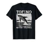 Gray Whales of Tofino T-Shirt für Frauen - Schwarz, Kurzarm, Unisex Kinder - Grauwale-Thema, Wandern, British Columbia