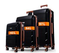 Graz Koffer SET 3 Teilig Hartschale - mit TSA Schloss, Koffer & Trolleys, Kofferset, Hartschalenkoffer, Reisekoffer mit Rollen, Kofferset 3 Teilig Hartschale, Hartschalenkoffer Set (schwarz, SET)