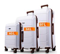 Graz Koffer SET 3 Teilig Hartschale - mit TSA Schloss, Koffer & Trolleys, Kofferset, Hartschalenkoffer, Reisekoffer mit Rollen, Kofferset 3 Teilig Hartschale, Hartschalenkoffer Set (weiß, SET)