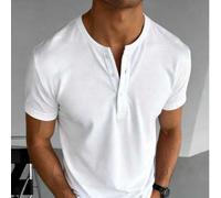 GRDR Herren klassisches einfarbiges Henley-Ausschnitt Kurzarmhemd, Lässig Essentialteil, Muss-haben für den Sommer-Kleiderschrank