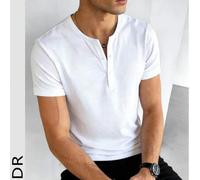 GRDR Herren klassisches einfarbiges Henley-Shirt mit Kurzarm, lässiges Essentialteil, Muss-haben für den Sommer-Kleiderschrank