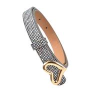 Greabuy Mehrfarbiger, vielseitiger Damen-Gürtel, verziert mit Pailletten, herzförmigen Schnallen für Glitzer-Akzent, silber, One size