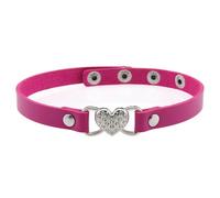 Greabuy Romantisches Geschenk, Lederhalskette, Herz, Strasssteine, Schmuck für Paare, die Liebe in besonderen Momenten ausdrücken, Leder-Herz-Halskette, Strass-Detail für Paare, Liebesausdruck, One
