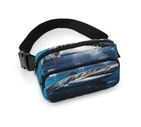 Great White Shark Bauchtasche mit verstellbarem Riemen, modische Hüfttasche für Outdoor-Sport, Wandern, weiß, 20 x 13 cm, voll bedruckte Hüfttasche