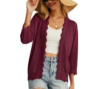 GRECERELLE Strickjacke Damen Sommer Leichte Bolero Elegant Shrug Rüschen Jäckchen Cardigan Damen Strickpullover Rüschenärmelfür Kleid Sommerabend Hochzeit (VG Hellblau, L)