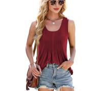 GRECERELLE Women's Sleeveless Tank Tops Basic Causal Vest Summer Basic Vest (Burgundy, XL)