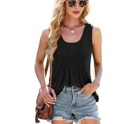 GRECERELLE Women's Sleeveless Tank Tops Basic Causal Vest Summer Basic Vest (Schwarz, S)