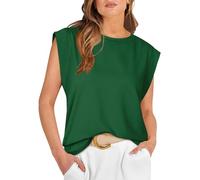 GRECERELLE Women's Summer Casual T-Shirt - Bequemes, lockeres Rundhals-Top mit Raglan-Ärmeln (Dunkelgrün, XL)