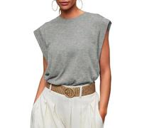 GRECERELLE Women's Summer Casual T-Shirt - Bequemes, lockeres Rundhals-Top mit Raglan-Ärmeln (Grau, L)