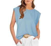 GRECERELLE Women's Summer Casual T-Shirt - Bequemes, lockeres Rundhals-Top mit Raglan-Ärmeln (Himmelblau, XXL)