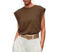 GRECERELLE Women's Summer Casual T-Shirt - Bequemes, lockeres Rundhals-Top mit Raglan-Ärmeln (Kaffee, S)