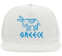 Greece Blue Donkey Graphic Snapback Flat Visor Cotton Blend Cap White