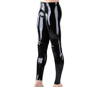 GREEFEI Latex Gummi Leggings für Männer,Latex Enge Hosen mit Reißverschluss Handgefertigte Kleidung M