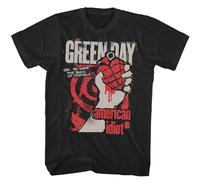 Green Day American Idiot Herren-T-Shirt, kurzärmelig, Punk-Rock, Vintage-Stil, Grafik-T-Shirt, Schwarz, Schwarz, Klein