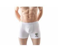 Green Fish, Herren-Boxershorts, Symbol Gedruckt, Herrenunterwäsche, Sport-Slip, 30/1 Gekämmter Baumwoll Single Jersey Stoff, Superweiche Qualität, Größe: M, Farbe: Weiß