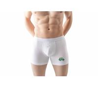 Green Fish, Herren-Boxershorts, Symbol Gedruckt, Herrenunterwäsche, Sport-Slip, 30/1 Gekämmter Baumwoll Single Jersey Stoff, Superweiche Qualität, Größe: L, Farbe: Weiß