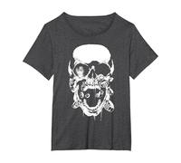 Green Lantern Black Lantern Skull T-Shirt, Damen Große Größen, Anthrazit Meliert, 2X