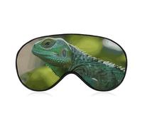 Green Lizard Schlafmaske für Damen und Herren, Seitenschläfer-Augenabdeckung mit verstellbarem Riemen, weich, atmungsaktiv, Verdunkelungsmaske, rutschfest, tiefer Schlaf, Reisezubehör